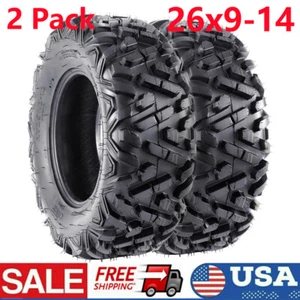 2Pack 26x9-14 26x9x14 All Terrain ATV UTV Mud Tires 6 Ply Tubeless Trail Tires - Picture 1 of 8