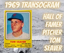 1969 RARE  Transogram Hand Cut Baseball Card - Tom Seaver, New York Mets