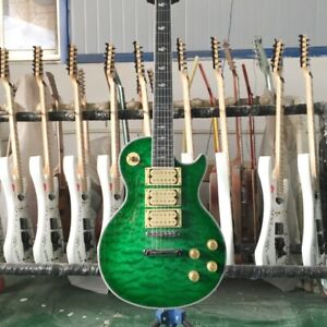 Green Quilted Maple Top LP Electric Guitar Ace Frehley HHH Pickups Mahogany Body