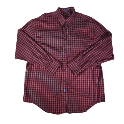 Camisa GANT Para Hombres 2XL Roja a Cuadros Negra Abotonada Manga Larga Pliegue Foto 1 de 4