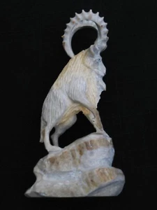 Vintage Mountain Goat, Markhor, Pernell Laate Antler Carving - Picture 1 of 8