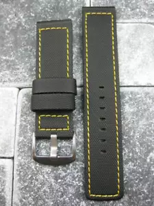 24mm PVC Rubber Band Black Diver Watch Strap Maratac Elite Yellow for BREITLING - Picture 1 of 6