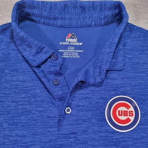 Chicago Cubs Men's Large Majestic Cool Base Blue Short Sleeve Polo - Picture 1 of 6