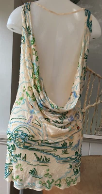 Agent Provocateur Soiree beaded mini dress M cream silk low back NEW ivory japan - Image 1 of 4