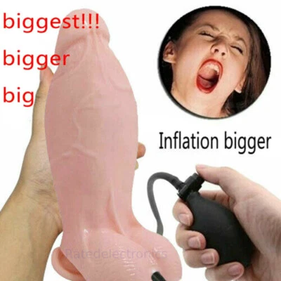 Realistic Huge Inflatable Dildo Pump Penis Anal Sex Toy G-spot Massager Women US - Image 1 of 4
