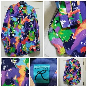 Roper Shirt Men Large Western Blue Green Cowboy Rodeo Aztec Colorful USA Vintage - Picture 1 of 17