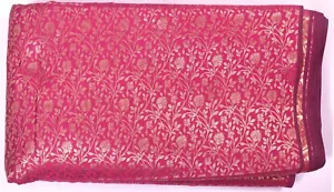 Jacquard Seide Brokat Stoff Nähen Handwerk von Der Yard Magenta & Golden - Bild 1 von 11