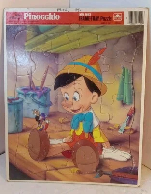 Bandeja rompecabezas vintage 1984 Walt Disney marco Pinocho por Golden 4594A COMPLETO Foto 1 de 4