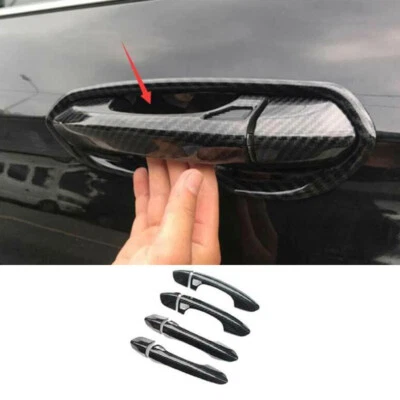 Manija de puerta inteligente lateral exterior de fibra de carbono para Ford Edge 2015-2022 8 piezas Foto 1 de 4