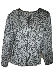 Cathy Daniels Women's Full Zip Jacket Size Medium Gray Black Leopard Print NEW - Picture 1 of 12
