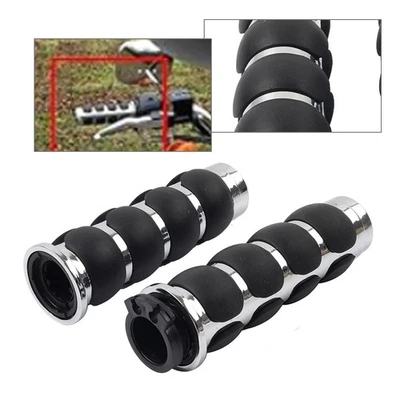 1" Motorcycle Handle Bar Hand Grips For Harley cruiser For Yamaha Chrome - Image 1 of 4