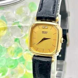 Seiko Women's Diamond Gold Octagon Watch, Battery Operated, Used - Picture 1 of 8