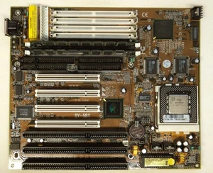 AT Mainboard Pentium MMX 233 MHz, 256 MB RAM, 512 KB Cache EDO + SDRAM Support - Zdjęcie 1 z 1