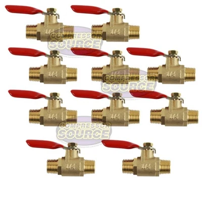 10 Pack 1/4" Male Male NPT Brass Ball Valve Moisture Air Tank Drain Shut Off - Image 1 of 4