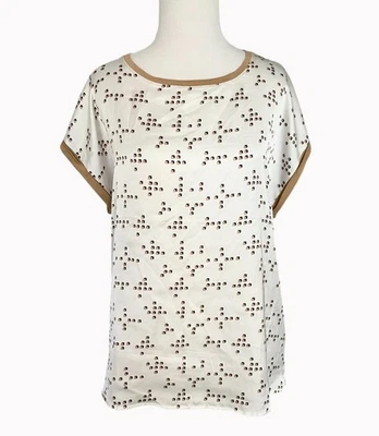 Esprit Blouse Top Sz Small Multicolor Geometric Cuffed Short Sleeve New with Tag - Image 1 of 4