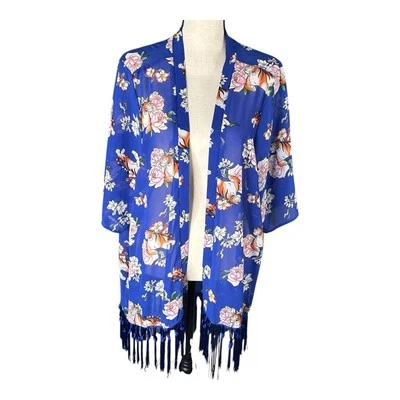 Kimono Women's Disney Cover-Up Animal  Lightweight Print Floral Fringe Size 3 - Image 1 of 4
