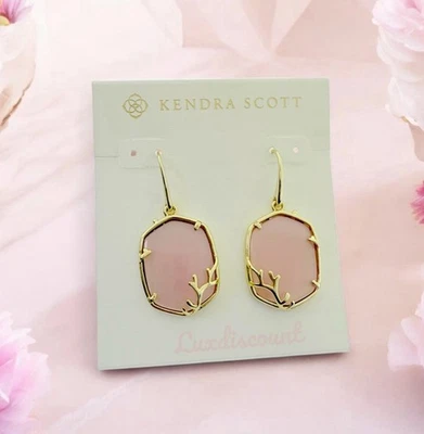 Kendra Scott Daphne Gold Coral Frame Drop Earrings in Rose Quartz - Image 1 of 4