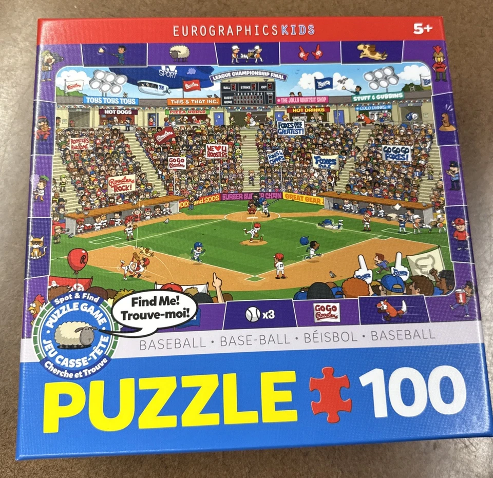 Juego de rompecabezas de béisbol Spot & Find Kids 100 piezas 19” x 13” por Eurographics USADO Foto 1 de 1