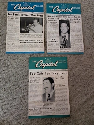 Vintage THE CAPITOL magazine Lot Of 3 W/Bonus Partial 1944-45 Fun Music Ads - Image 1 of 4