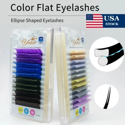 Yelix Ellipse Flat Lashes Mix Color Cashmere Lash Extension Super Soft Eyelash - Image 1 of 4