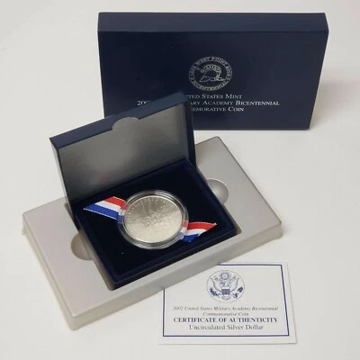 (1) 2002 W West Point Military Academy Silver $1 Dollar MS/UNC Coin w/ Box & COA - Image 1 of 2