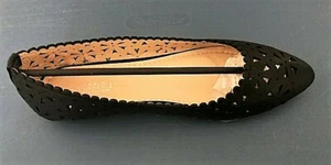 NIB STEVEN ELLA Black Laser Cut Ballet Flats Shoes Sz 7 - Picture 1 of 2