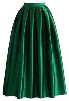Xmas Emerald Green Long Taffeta Maxi Skirt for Weddings Bridal and Bridesmaids - Image 1 of 3