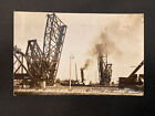 Vintage Real Photo Postcard Bascule Dr Jack Knife Bridge Sault Ste Marie Mich