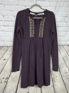 Nick And Mo Anthropologie Womens Medium Mauve Boho Embroidered Sweater Dress - Picture 1 of 8