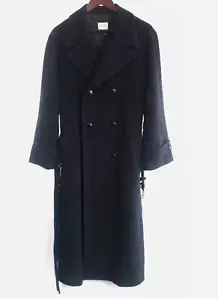 Vintage Armani Collezioni Blue Cashmere Double Breasted Belted Coat Jacket - Picture 1 of 9
