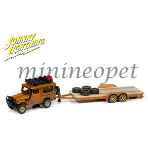 JOHNNY LIGHTNING JLCP7336 A 1980 TOYOTA LAND CRUISER 1/64 w OPEN TRAILER COPPER - Picture 1 of 1