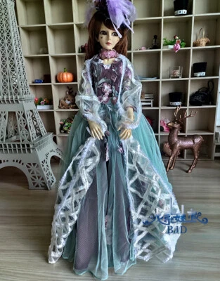 1/4 1/3 SD16 SID/EID BJD Muñeca Ropa Azul+Púrpura Vestido Completo+Sombrero+Bufanda+Collar Foto 1 de 4