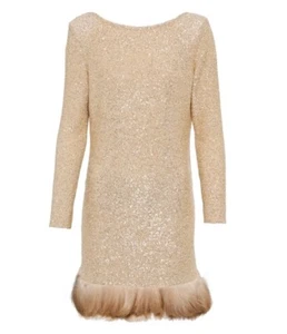 SAINT LAURENT Feather-Trimmed Sequined Minidress Small GENUINE RRP £3390 # - Picture 1 of 10