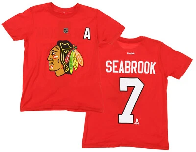 Camiseta de jugador Reebok NHL para niños jóvenes Chicago Blackhawks Brent Seabrook #7, roja Foto 1 de 3