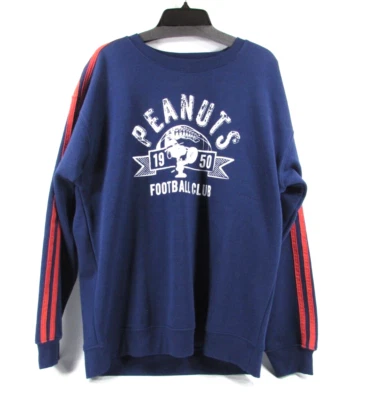 Peanuts Snoopy Football Club Sweatshirt Navy Blue Red Stripes Size Lg. NWOT - Image 1 of 4