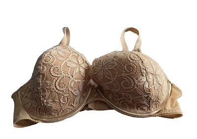 Wonderbra Beige Floral Lace Demi Adjustable Strap Underwire Push Up Bra Size 38D - Image 1 of 4