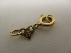 Vintage Solid 10K Gold Jump Spring Ring Clasp w/ Mounting Hardware Heart 0.36g - Picture 1 of 6