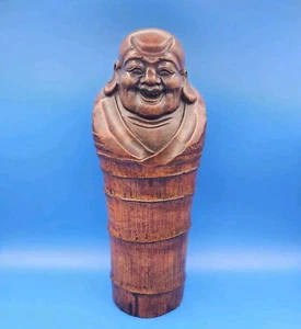Buddha Hand Carved Bamboo Root Smiling Buddha Statue - Picture 1 of 16
