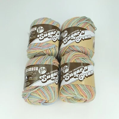 Lily 102002-222 Sugar'n Cream Yarn 100% Cotton Butter cream Ombre Lot Of 4 - Image 1 of 3