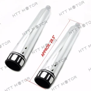 4" Chrome Slip-On Mufflers Exhaust Pipes For 95-16 Harley Touring - Picture 1 of 8