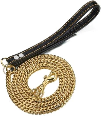 10/12/14mm Gold/Rose Gold/Silver Stainless Steel Cuban Link Chain Dog Leash - Image 1 of 4