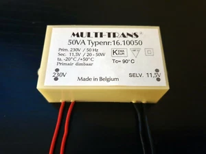 Multitrans Mini Transformador -> 12V 20-50W AC - Impermeable / Regulable / Halógeno / LED - Imagen 1 de 4