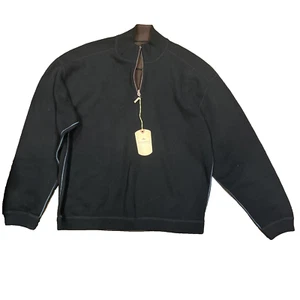 Tommy Bahama 1/4 Zip schwarzer Pullover Shirt Gr. XL (Größenetikett fehlt) wendbar - Bild 1 von 9