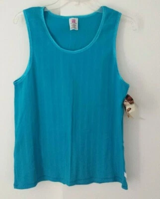 Винтажный 90-х Hanes ее путь гостиной носить Майка женщин XL синий ребристый - Изображение 1 из 4
