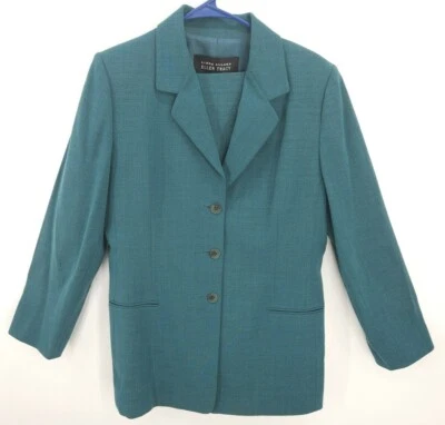 Ellen Tracy 2 Piece Suit Skirt Teal Green Business Office Formal Sz14 Petite NWT - Image 1 of 4
