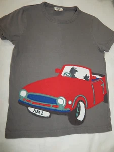 HTF VTG Mini Boden Boys 5/6 Classic CAR Applique Grey Short Sleeve T shirt 100% - Picture 1 of 6