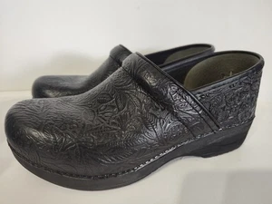 Dansko XP20 professioneller schwarzer Leder-Clog-Schuh mit Blumenmuster Größe 41 10,5-11 - Bild 1 von 12