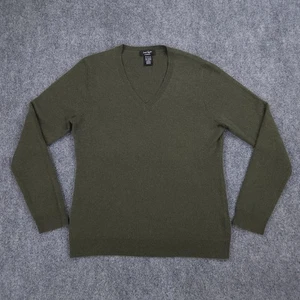 Lord & Taylor Sweater Womens XL Olive Green Cashmere V Neck Pullover Knit - Picture 1 of 9