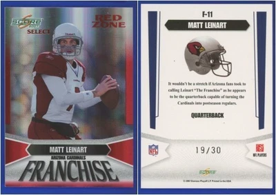 Matt Leinart 2007 Score Franchise #F-11 Red Zone parallel #'d 19/30 - VERY NICE! - Image 1 of 3