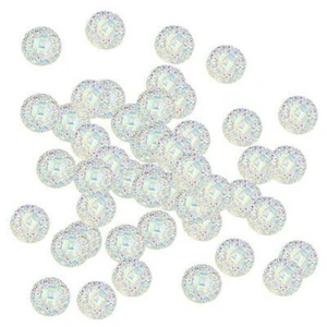 Flatback Embellishments 50x 12mm Round Cabochon White Resin Rhinestone - Picture 1 of 7